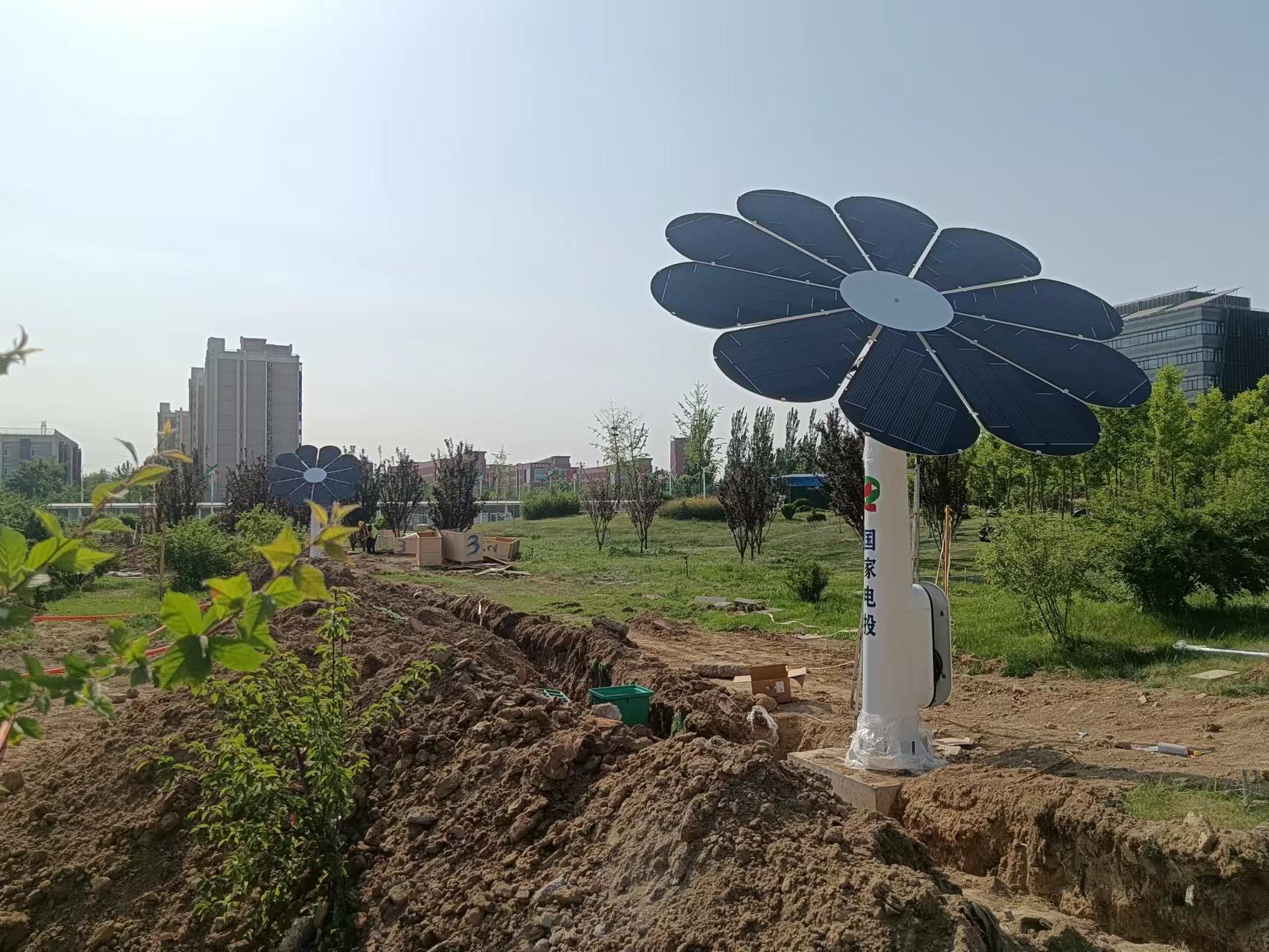新能源光伏太阳花亮相北京，低碳发电照明设施